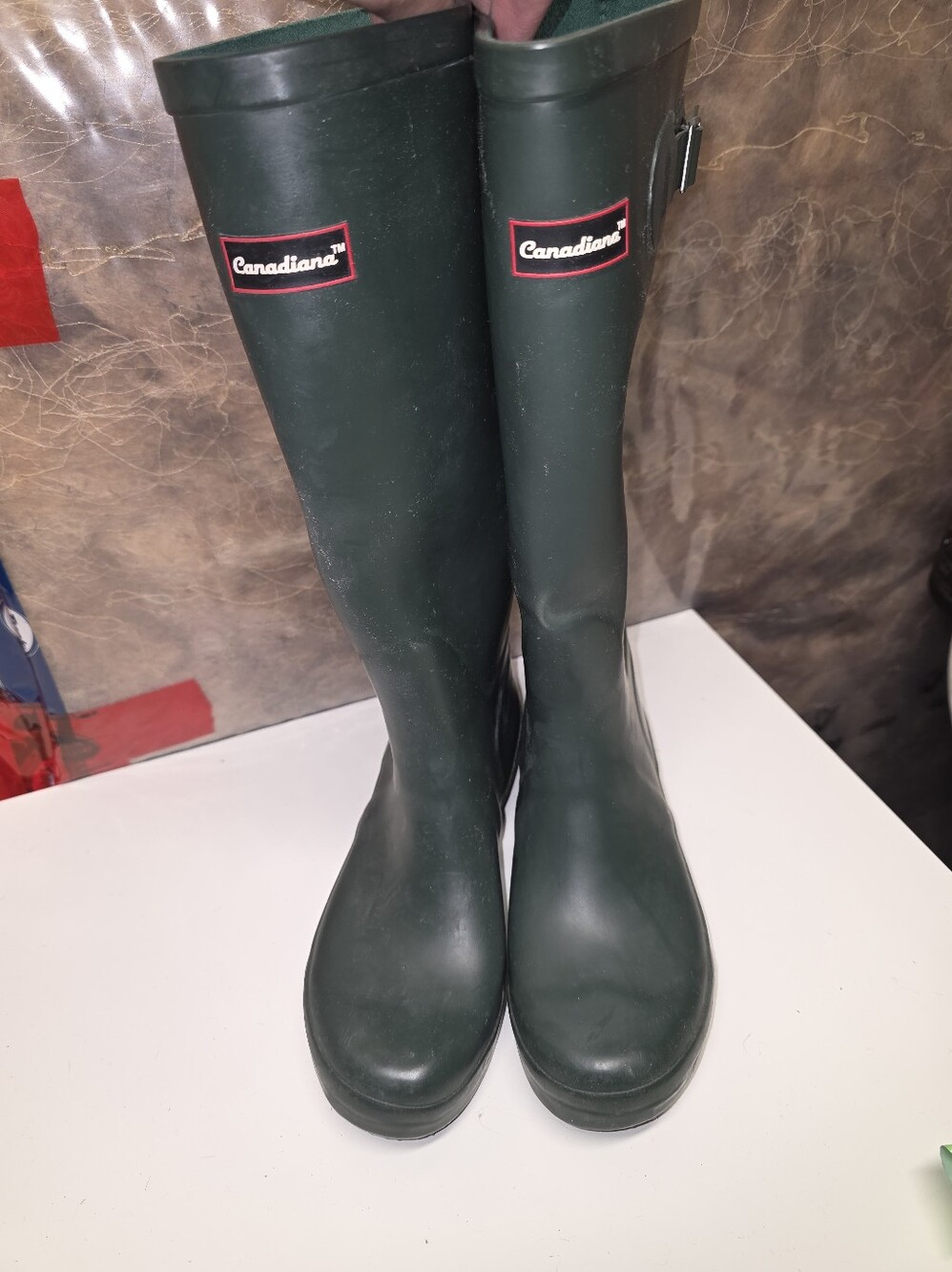 Canadiana Women's Tall Dark Green Waterproof Rain Boots US 6